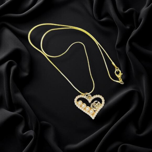 Heart Zipper Gucci Pull Button Charm with Free 18in Gold Plated Snake Chain - Picture 5 of 6